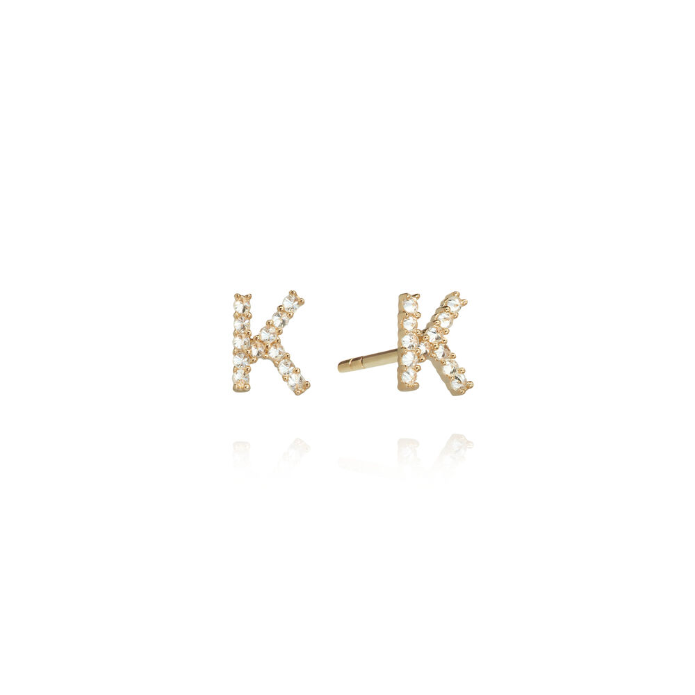 A pair of 18ct Gold Diamond Initial K Stud Earrings | Annoushka jewelley